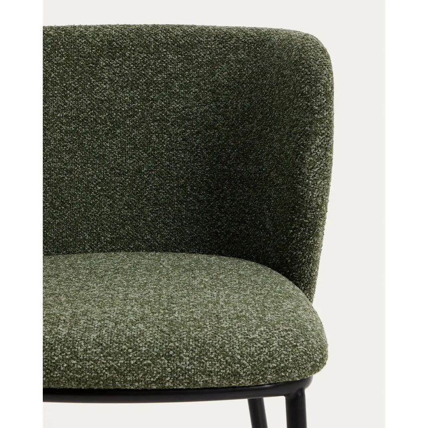 Stuhl Ciselia in dicker, dunkelgrüner Chenille mit Stahlbeinen mit schwarzem Finish, FSC Mix Credit von Kave Home – Bild 8