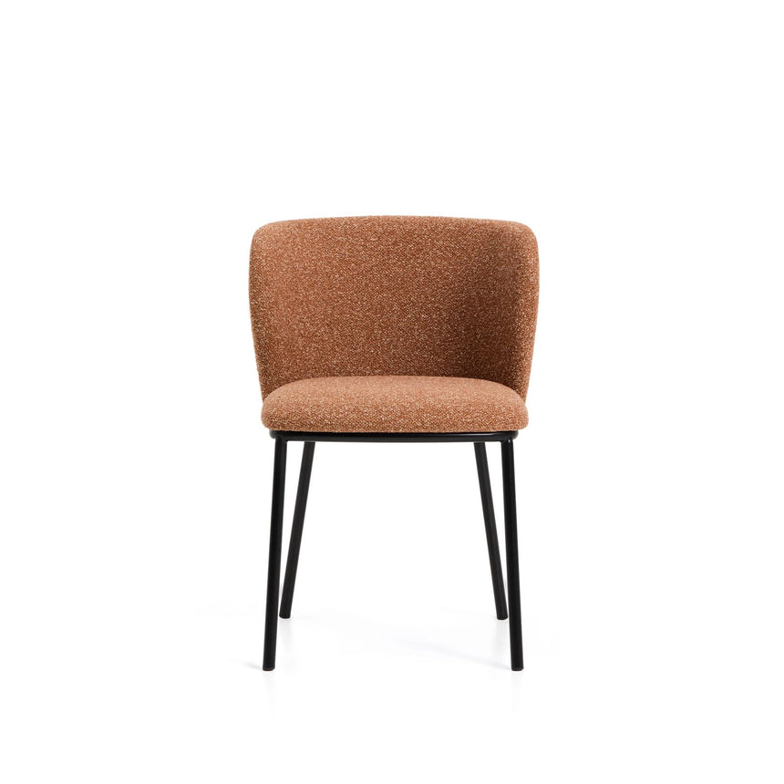Stuhl Ciselia in dicker, terrakottafarbener Chenille mit Stahlbeinen mit schwarzem Finish, FSC Mix Credit von Kave Home – Bild 7