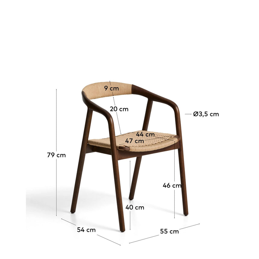 Stuhl Derile aus massivem Eichenholz mit Nussbaum-Finish und beigem Papierseil 100% FSC von Kave Home – Bild 6