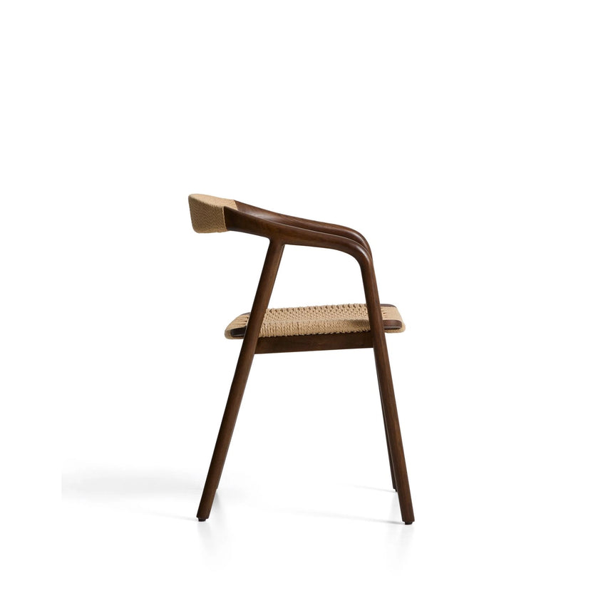 Stuhl Derile aus massivem Eichenholz mit Nussbaum-Finish und beigem Papierseil 100% FSC von Kave Home – Bild 7