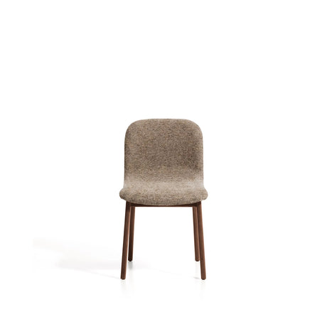 Stuhl Elnor aus brauner Chenille und Beinen aus massivem Eichenholz mit Nussbaum-Finish von Kave Home – Bild 1
