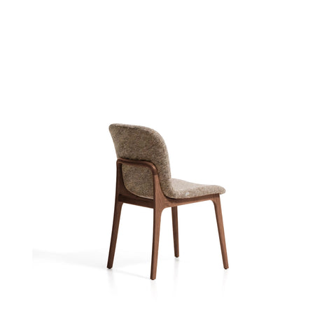 Stuhl Elnor aus brauner Chenille und Beinen aus massivem Eichenholz mit Nussbaum-Finish von Kave Home – Bild 4