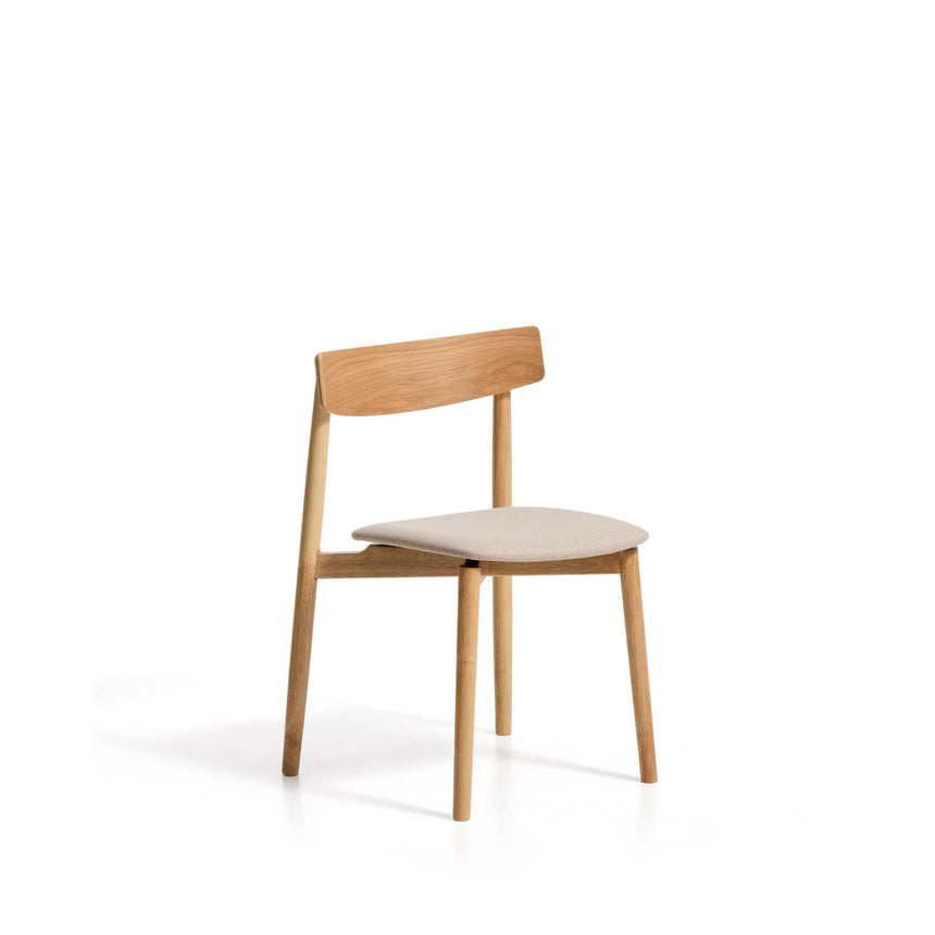 Stuhl Evera aus Eichenfurnier mit naturfarbenem Finish und beiger Chenille von Kave Home – Bild 1