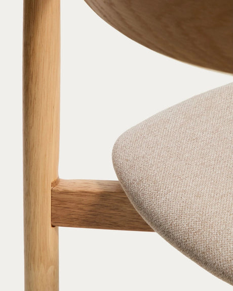 Stuhl Evera aus Eichenfurnier mit naturfarbenem Finish und beiger Chenille von Kave Home – Bild 10