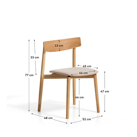 Stuhl Evera aus Eichenfurnier mit naturfarbenem Finish und beiger Chenille von Kave Home – Bild 2