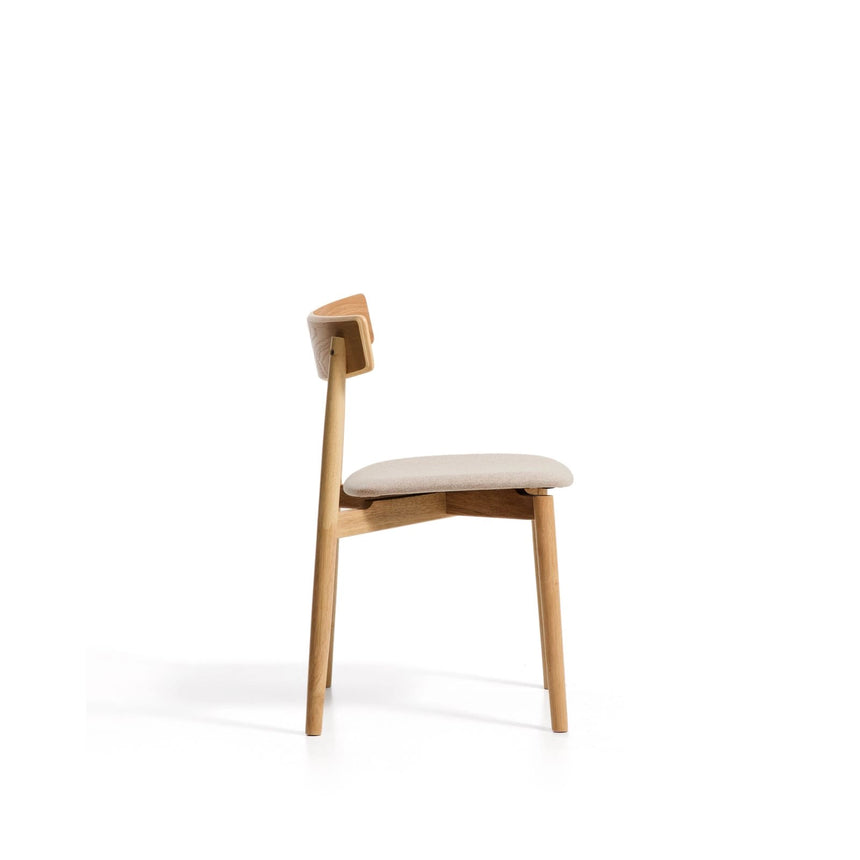 Stuhl Evera aus Eichenfurnier mit naturfarbenem Finish und beiger Chenille von Kave Home – Bild 3