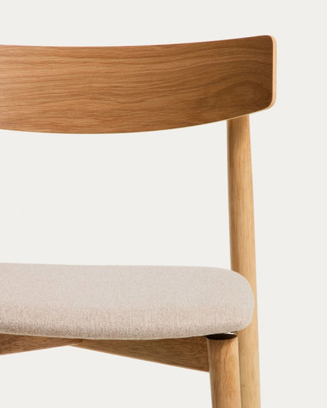 Stuhl Evera aus Eichenfurnier mit naturfarbenem Finish und beiger Chenille von Kave Home – Bild 7