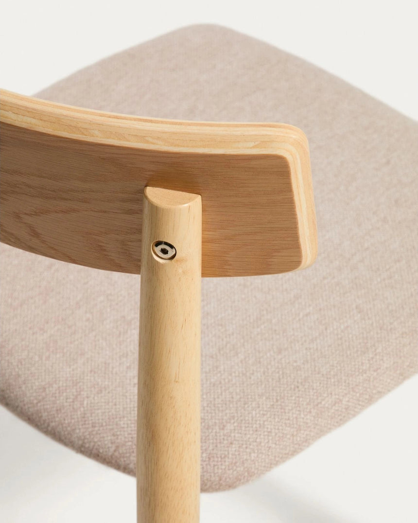 Stuhl Evera aus Eichenfurnier mit naturfarbenem Finish und beiger Chenille von Kave Home – Bild 9