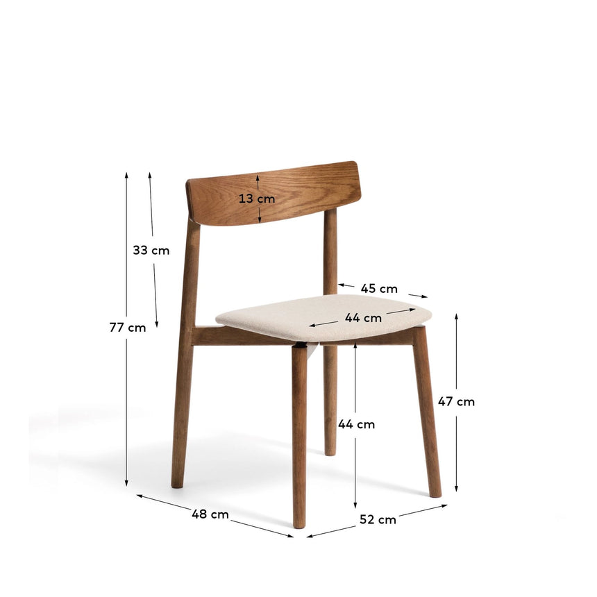Stuhl Evera aus Eichenfurnier mit verschiedenen Finishes und Chenille von Kave Home – Bild 2