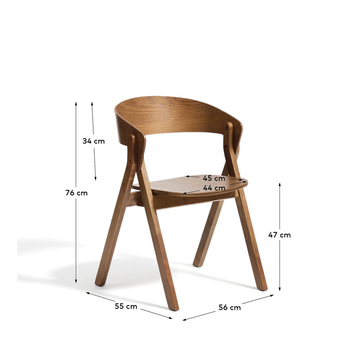 Stuhl Godia aus Eichenfurnier mit Nussbaumfinish oder in Naturfarben von Kave Home – Bild 2