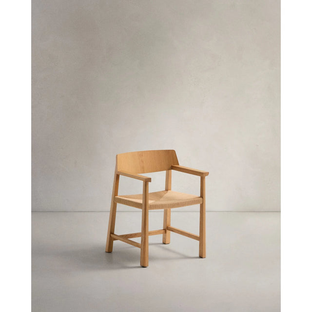 Stuhl Idun aus massivem FSC Mix Credit Eichenholz mit Finish in natürlichem Farbton und Sitzfläche aus Seil von Kave Home – Bild 1