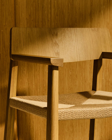 Stuhl Idun aus massivem FSC Mix Credit Eichenholz mit Finish in natürlichem Farbton und Sitzfläche aus Seil von Kave Home – Bild 4