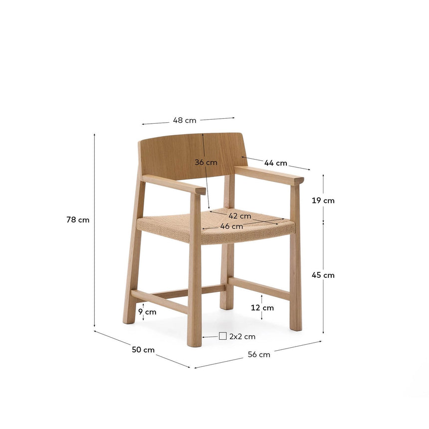 Stuhl Idun aus massivem FSC Mix Credit Eichenholz mit Finish in natürlichem Farbton und Sitzfläche aus Seil von Kave Home – Bild 6