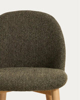 Stuhl Meila flammhemmend mit grüner Chenille und Beinen aus massivem Eschenholz mit naturfarbenem Finish von Kave Home – Bild 7
