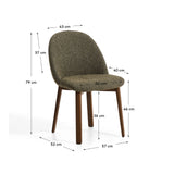 Stuhl Meila mit grüner Chenille und Beinen aus massivem Eschenholz mit Nussbaumfinish von Kave Home – Bild 4