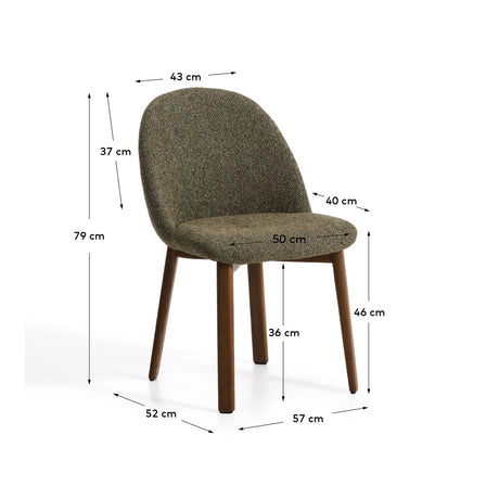 Stuhl Meila mit grüner Chenille und Beinen aus massivem Eschenholz mit Nussbaumfinish von Kave Home – Bild 4