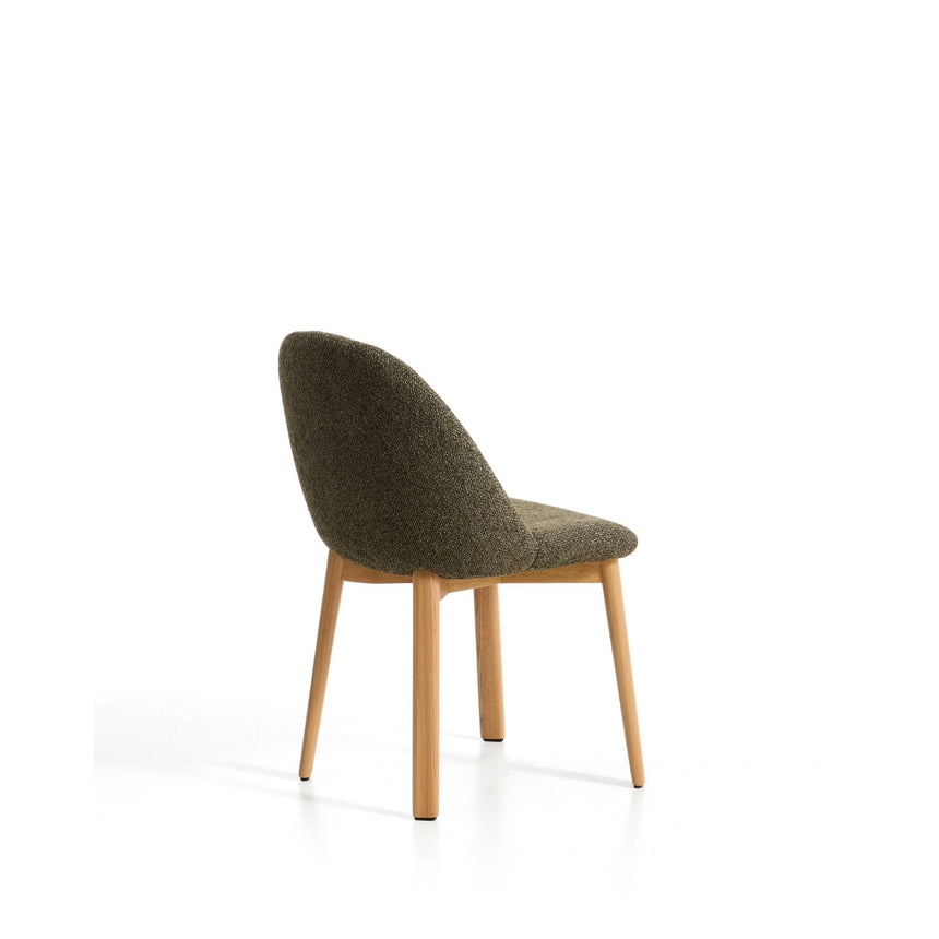 Stuhl Meila mit grüner Chenille und Beinen aus massivem Eschenholz mit naturfarbenem Finish  von Kave Home – Bild 4