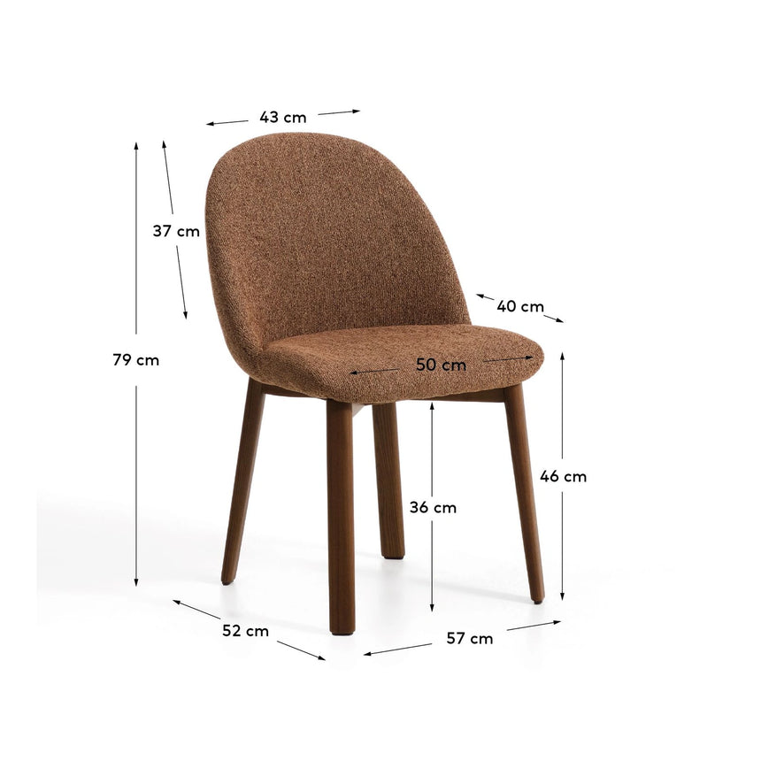 Stuhl Meila mit terrakottafarbener Chenille und Beinen aus massivem Eschenholz mit Nussbaumfinish von Kave Home – Bild 3