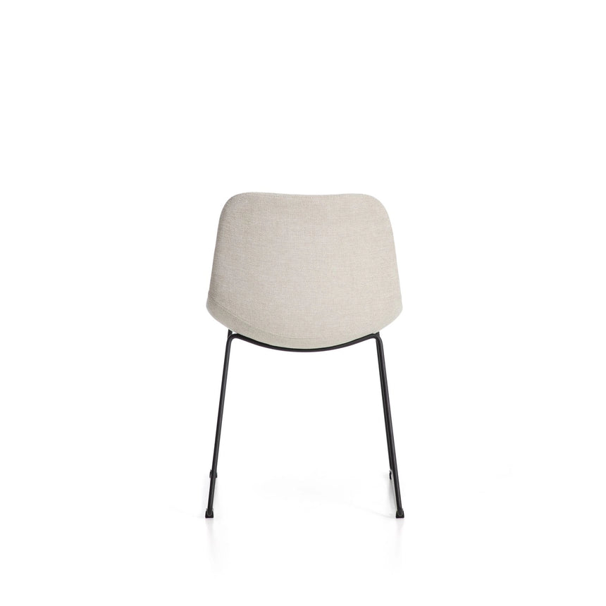 Stuhl Zahara mit beiger Chenille und Stahlbeinen mit schwarzem Finish, FSC 100 % von Kave Home – Bild 6