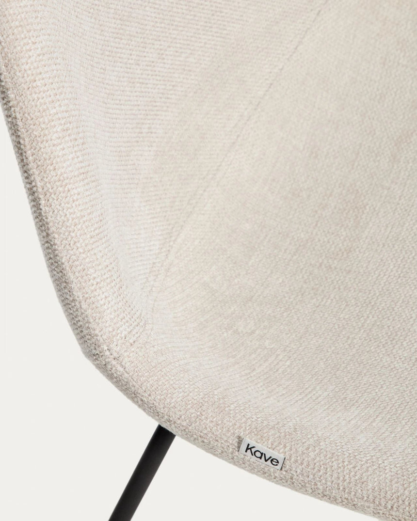 Stuhl Zahara mit beiger Chenille und Stahlbeinen mit schwarzem Finish, FSC 100 % von Kave Home – Bild 8