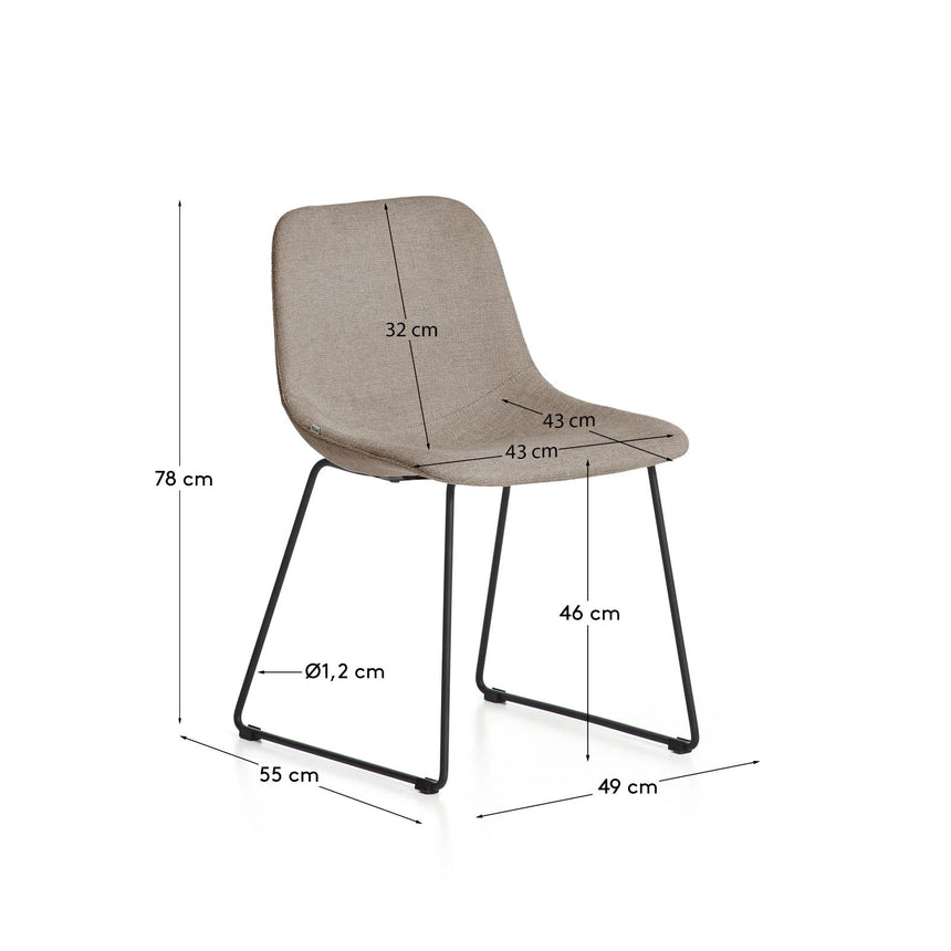 Stuhl Zahara mit brauner Chenille und Stahlbeinen mit schwarzem Finish, FSC 100 % von Kave Home – Bild 2