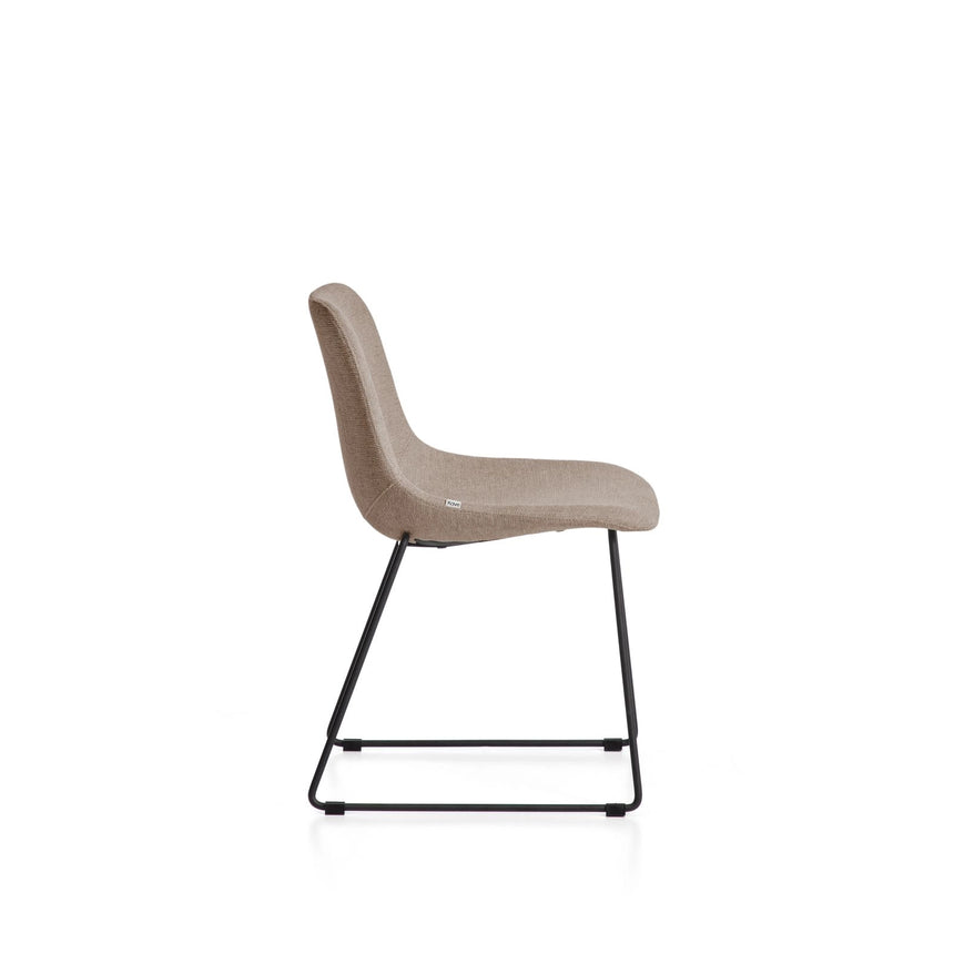 Stuhl Zahara mit brauner Chenille und Stahlbeinen mit schwarzem Finish, FSC 100 % von Kave Home – Bild 3