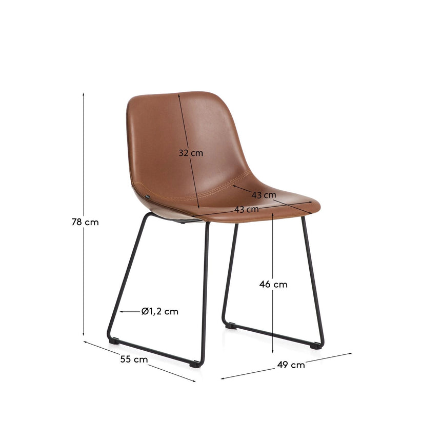 Stuhl Zahara ohne und mit Chenillebezug und Stahlbeinen mit schwarzem Finish, FSC 100 % von Kave Home – Bild 2
