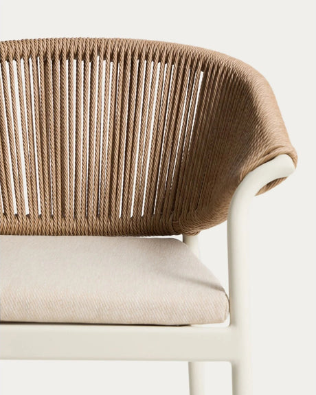 Stuhl Zuara aus ecrufarbenem Aluminium und braunem Synthetikseil von Kave Home – Bild 5