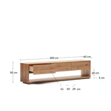 TV-Möbel Alguema 3 Schubladen in Eichenfurnier mit natürlichem Finish 200 x 51 cm von Kave Home – Bild 4