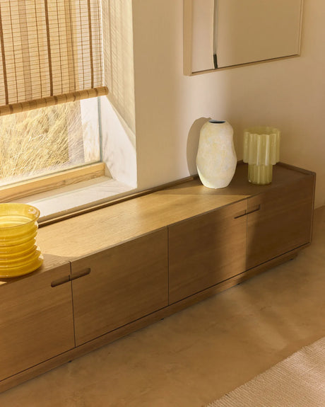 TV-Möbel Arelida aus Furnier sowie Massivholz aus Eiche mit hellbraunem Finish 200 x 44 cm von Kave Home – Bild 3