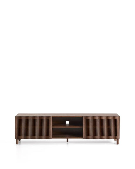TV-Möbel Beyla aus Furnier und Massivholz aus Esche mit nussbaumfarbenem Finish 180 x 49,5 cm FSC 100% von Kave Home – Produktbild 1
