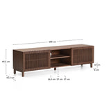 TV-Möbel Beyla aus Furnier und Massivholz aus Esche mit nussbaumfarbenem Finish 180 x 49,5 cm FSC 100% - ZEN ZONE Furniture