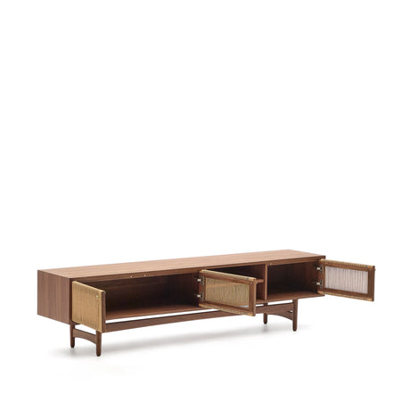 TV-Möbel Elan 3 Türen Furnier und massives Walnussholz Seil 200 x 50 cm FSC Mix Credit von Kave Home – Produktbild 15
