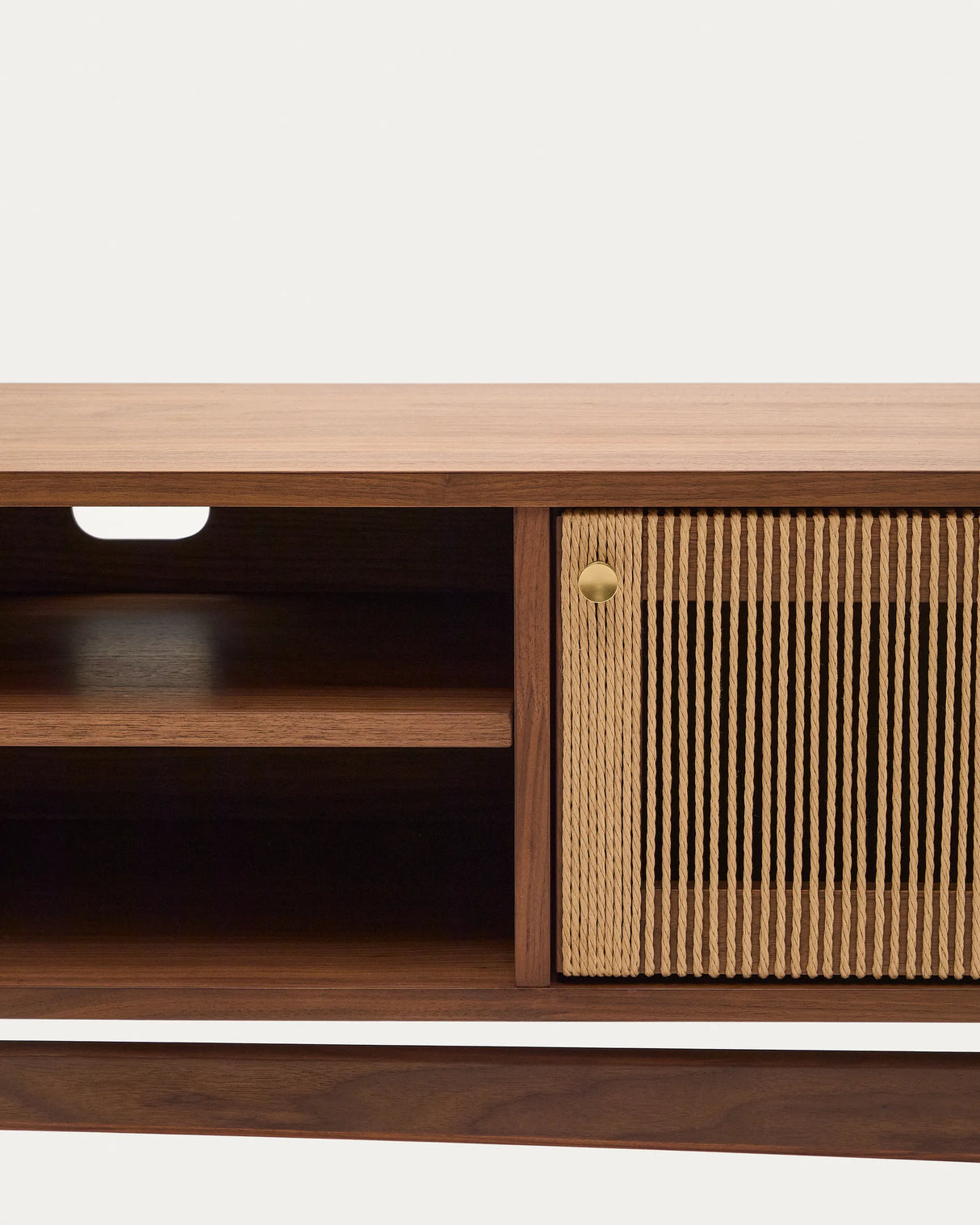 TV-Möbel Elan 3 Türen Furnier und massives Walnussholz Seil 200 x 50 cm FSC Mix Credit von Kave Home – Produktbild 2