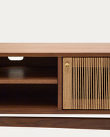 TV-Möbel Elan 3 Türen Furnier und massives Walnussholz Seil 200 x 50 cm FSC Mix Credit von Kave Home – Produktbild 2