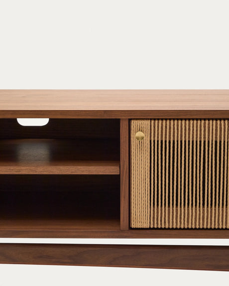 TV-Möbel Elan 3 Türen Furnier und massives Walnussholz Seil 200 x 50 cm FSC Mix Credit von Kave Home – Produktbild 2