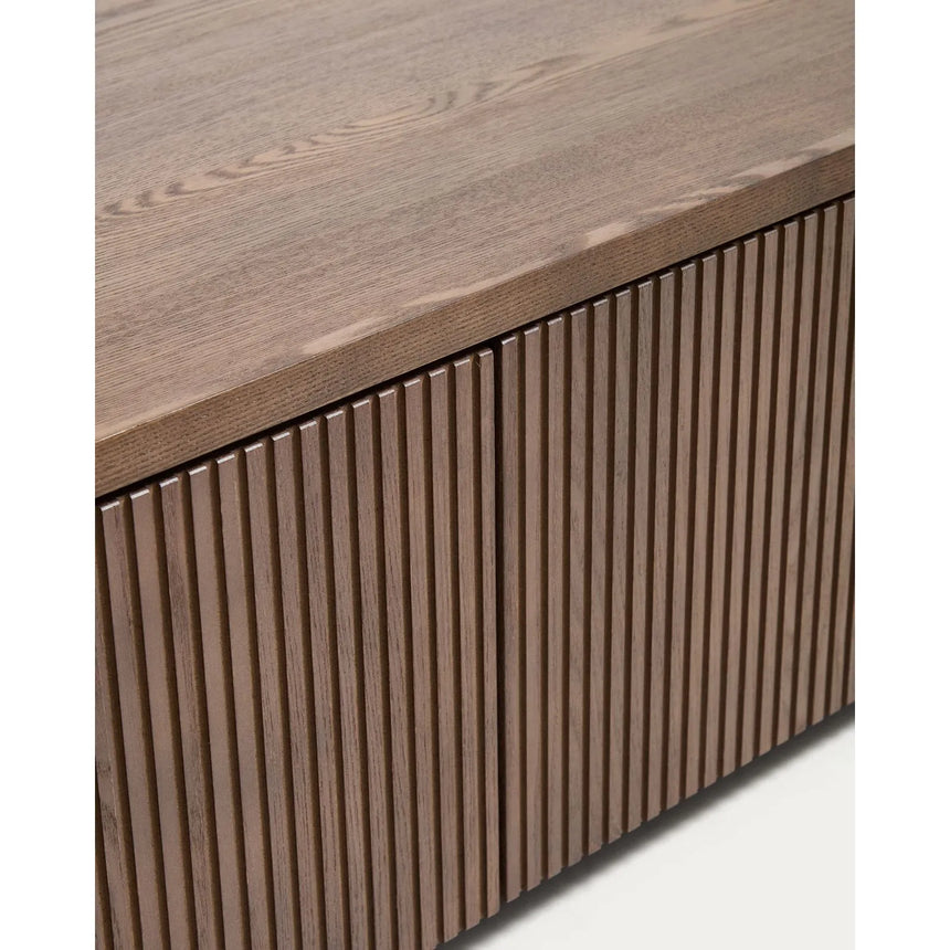 TV-Möbel Helvine 4 Schubladen aus Eichenfurnier mit Nussbaum-Finish 200 x 30 cm FSC 100% von Kave Home – Bild 10