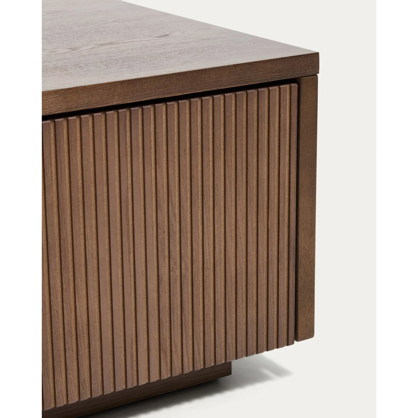 TV-Möbel Helvine 4 Schubladen aus Eichenfurnier mit Nussbaum-Finish 200 x 30 cm FSC 100% von Kave Home – Bild 9