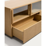 TV-Möbel Helvine mit 5 Türen und 3 Schubladen aus Eichenfurnier und gehärtetem Glas, 245 x 53,5 cm, FSC 100 % von Kave Home – Bild 4