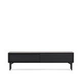 TV-Möbel Lenon 2 Türen Massivholz und Eichenfurnier schwarz 200x57 cm FSC Mix Kredit von Kave Home – Bild 1
