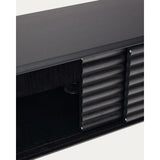 TV-Möbel Lenon 2 Türen Massivholz und Eichenfurnier schwarz 200x57 cm FSC Mix Kredit von Kave Home – Bild 10