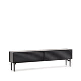 TV-Möbel Lenon 2 Türen Massivholz und Eichenfurnier schwarz 200x57 cm FSC Mix Kredit von Kave Home – Bild 6