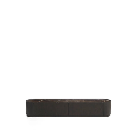 TV-Möbel Nemore mit 2 Schubladen aus Eichenfurnier und Keramikplatte mit Emperador-Marmor-Effekt, FSC Mix Credit 200 x 35 cm von Kave Home – Bild 1
