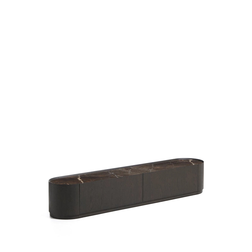 TV-Möbel Nemore mit 2 Schubladen aus Eichenfurnier und Keramikplatte mit Emperador-Marmor-Effekt, FSC Mix Credit 200 x 35 cm von Kave Home – Bild 6