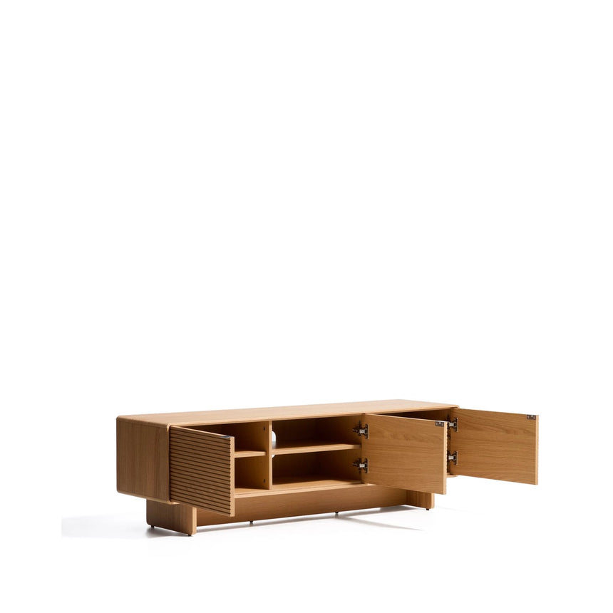 TV-Möbel Norlen mit 3 Türen in Eichenfurnier mit naturfarbenem Finish FSC Mix Credit 150 x 40 cm von Kave Home – Bild 5