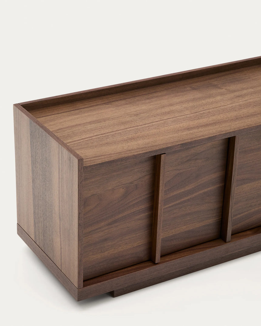 TV-Möbel Onix aus Walnussfurnier mit dunklem Finish 200 x 45 cm FSC Mix Credit von Kave Home – Produktbild 2