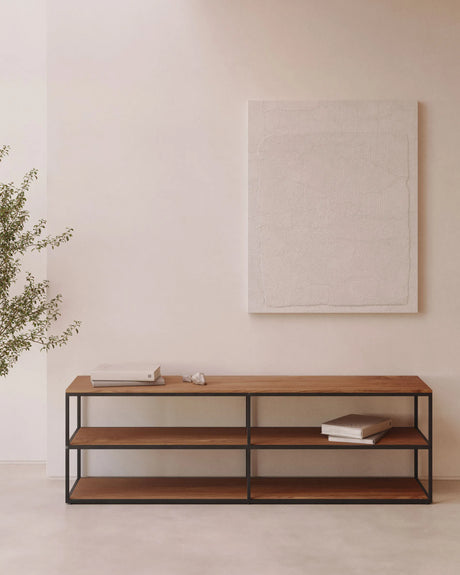 TV-Möbel Yoana aus Eichenfurnier und Metallgestell weiß 160 x 40 cm von Kave Home – Produktbild 5