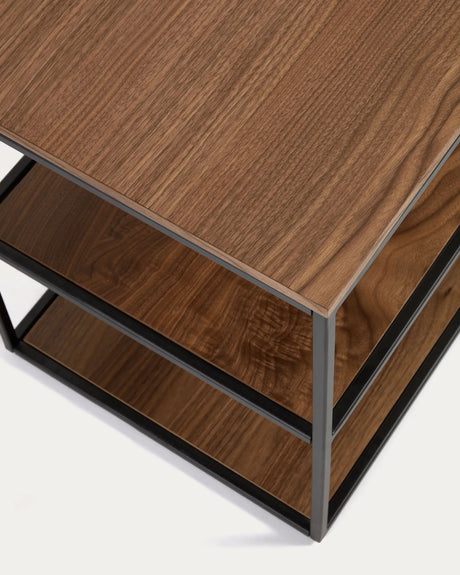 TV-Möbel Yoana aus Nussholzfurnier und schwarz lackiertem Metallgestell 160 x 40 cm von Kave Home – Produktbild 1