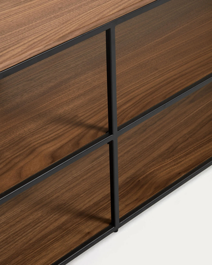 TV-Möbel Yoana aus Nussholzfurnier und schwarz lackiertem Metallgestell 160 x 40 cm von Kave Home – Produktbild 2