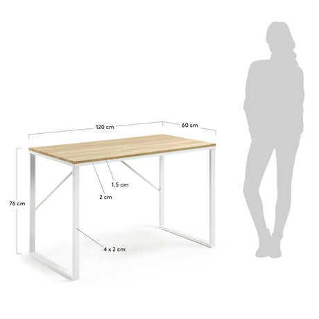 Talbot Schreibtisch aus Melamin natur und Stahlbeinen mit weißem Finish 120 x 60 cm von Kave Home – Produktbild 3